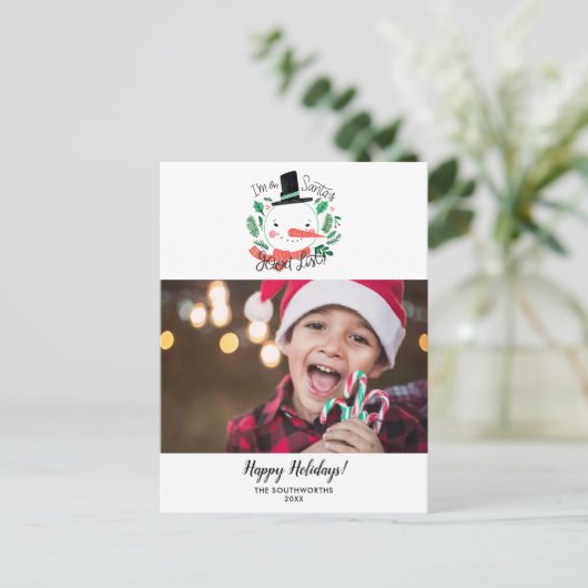 Grappig dat ik op Santa's Good List kerstfoto sta Briefkaart (Staand voorkant)