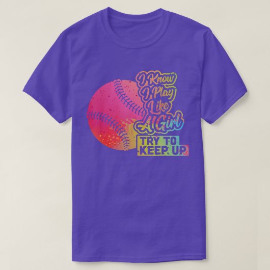 Grappig dat ik speel als een Girl Softball Basebal T-shirt (Design voorkant)