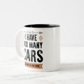 Grappig dat ik te veel auto's heb. tweekleurige koffiemok (Voorkant links)