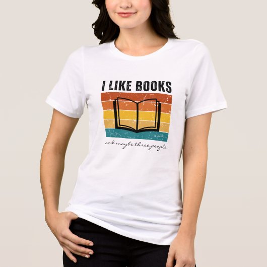 Grappig dat ik van boeken hou Retro Sunset Tri-Blend Shirt (Voorkant)