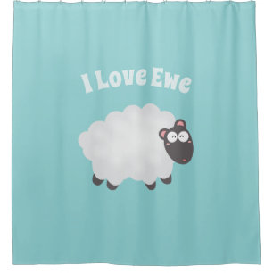 Grappig dat ik van Ewe hou, fluffy White Sheep Whi Douchegordijn
