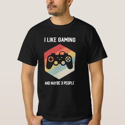 Grappig dat ik van gaming hou en misschien 3 mense t-shirt (Voorkant)