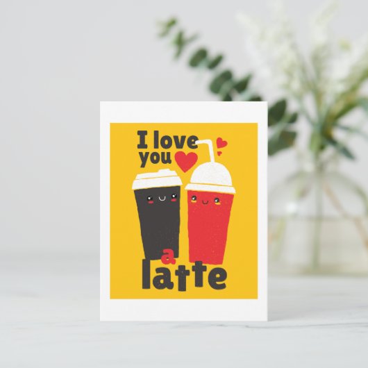 Grappig dat ik van je hou, LATTE Koffie Valentijns Briefkaart (Staand voorkant)