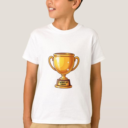 Grappig dat ik vandaag wakker werd Trofee Kinderen T-shirt (Voorkant)