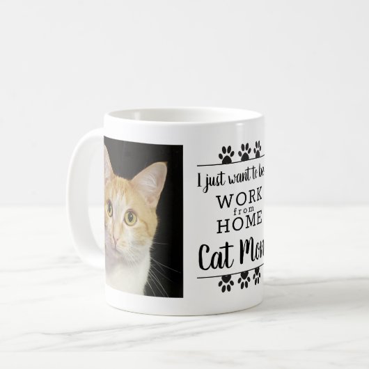 Grappig dat ik werk wil van thuiskat mam koffiemok (Voorkant links)