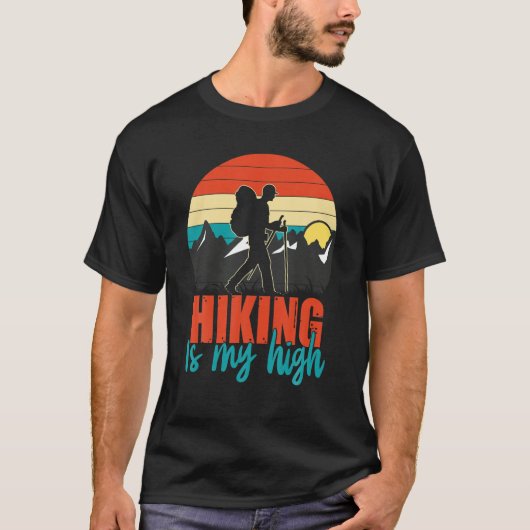 Grappig dat ik zeg: "Hiking is mijn high" voor man T-shirt (Voorkant)