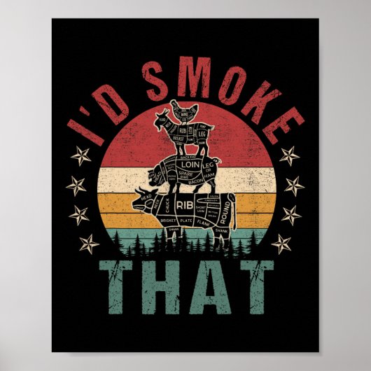 Grappig dat ik zou roken dat BBQ Shirt Chef Mannen Poster (Voorkant)