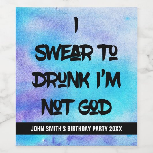 Grappig dat ik zweer wijn etiket (Enkel label)