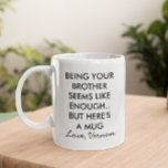 Grappig dat je broer is koffiemok<br><div class="desc">Dit ontwerp kan worden gepersonaliseerd door de Edit optie van het Ontwerp te kiezen. Je kunt ook overdragen naar andere objecten. Neem contact met me op via colorflowcreations@gmail.com of gebruik de chatoptie bovenaan de pagina als u dit ontwerp op een ander product wilt plaatsen of hulp nodig hebt bij dit...</div>