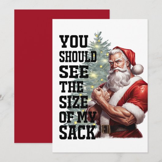 Grappig dat je de grootte van mijn zak ziet feestdagenkaart (Voorkant / Achterkant)