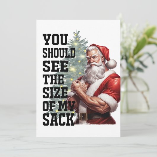 Grappig dat je de grootte van mijn zak ziet feestdagenkaart (Staand voorkant)