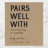 Grappig dat je een papa wordt wijn etiket (Enkel label)