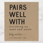 Grappig dat je een tante en oom wordt wijn etiket (Enkel label)