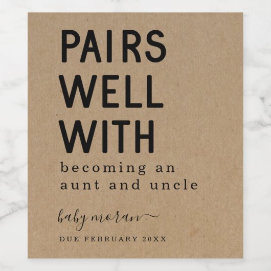 Grappig dat je een tante en oom wordt wijn etiket (Enkel label)