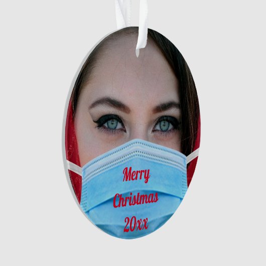 Grappig dat je foto's met een masker met een kerst ornament (voorkant)
