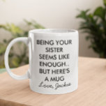 Grappig dat je je zus bent koffiemok<br><div class="desc">Dit ontwerp kan worden gepersonaliseerd door de Edit optie van het Ontwerp te kiezen. Je kunt ook overdragen naar andere objecten. Neem contact met me op via colorflowcreations@gmail.com of gebruik de chatoptie bovenaan de pagina als u dit ontwerp op een ander product wilt plaatsen of hulp nodig hebt bij dit...</div>