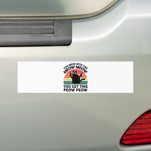 Grappig dat je knoeit met miauw-Shirt zwarte poes  Bumpersticker (Op auto)