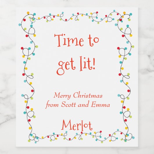 Grappig dat je laat kerstlicht krijgt wijn etiket (Enkel label)