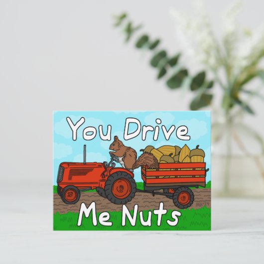 Grappig dat je me drijft op Nuts Squirrel Pun Vale Feestdagenkaart (Staand voorkant)