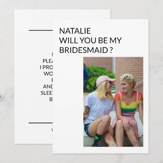 Grappig dat je mijn bruidsmeisje aangepaste fotoka kaart (Voorkant / Achterkant)