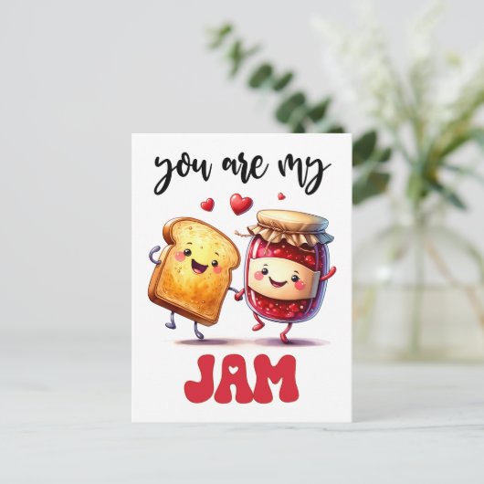 Grappig dat je mijn jam punny Valentijn bent Briefkaart (Staand voorkant)