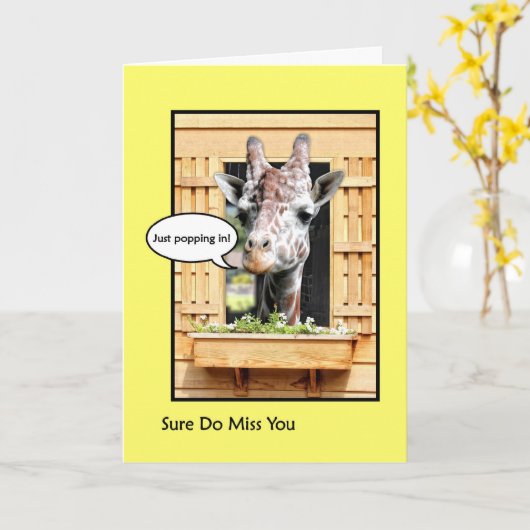 Grappig dat je mist, zet Giraffe door het raam. Kaart (Gele Bloem)