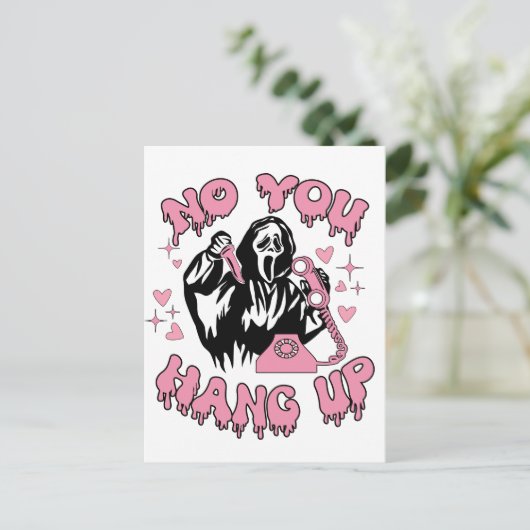 Grappig dat je niet ophangt! Grappige roze Grim Re Briefkaart (Staand voorkant)