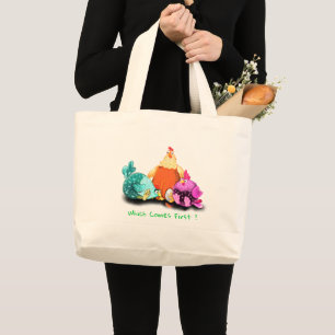 Grappig dat kippen eieren wachten tot ze naar Hatc Grote Tote Bag