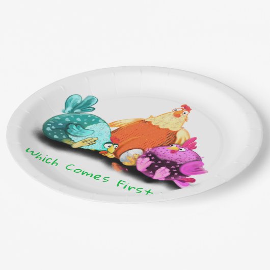 Grappig dat kippen eieren wachten tot ze naar Hatc Papieren Bordje (Gekanteld)