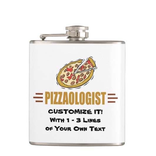 Grappig dat Pizza het personaliseert! Love Eat Piz Heupfles (Voorkant)