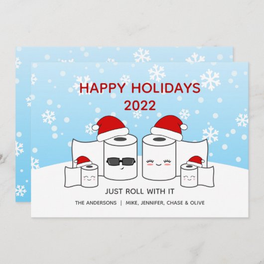 Grappig dat u gewoon doorrolt met de IT-papierfami Feestdagenkaart (Voorkant / Achterkant)