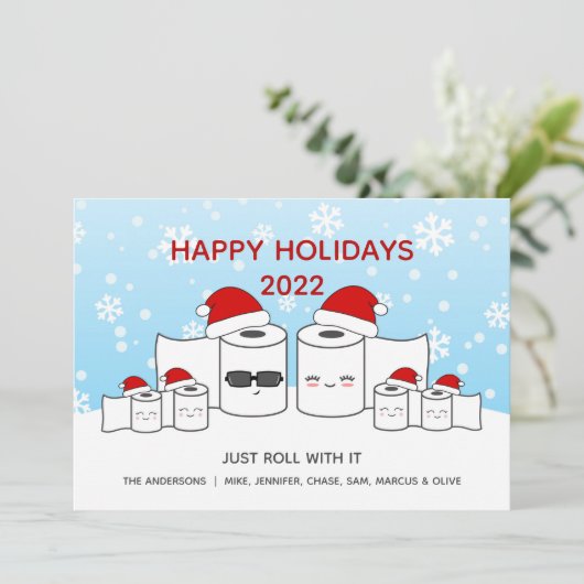 Grappig dat u gewoon doorrolt met de IT-papierfami Feestdagenkaart (Staand voorkant)