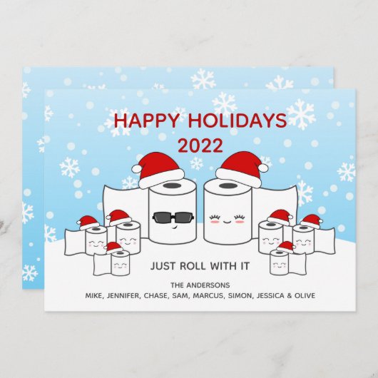 Grappig dat u gewoon doorrolt met de 'Toilet Paper Feestdagenkaart (Voorkant / Achterkant)