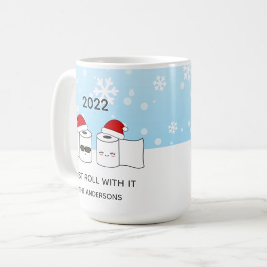 Grappig dat u gewoon met het toiletpapier doorrolt koffiemok (Voorkant links)