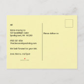 Grappig dat we Bewegende spookhuis blauwe achtergr Aankondigingskaart (Achterkant)