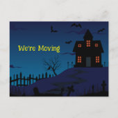 Grappig dat we Bewegende spookhuis blauwe achtergr Aankondigingskaart (Voorkant)