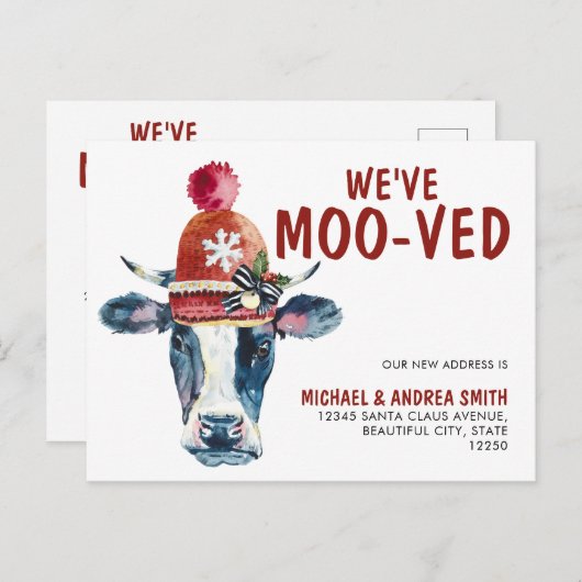 Grappig dat we de kerstvakantie met Koe hebben ver Aankondigingskaart (Voorkant / Achterkant)