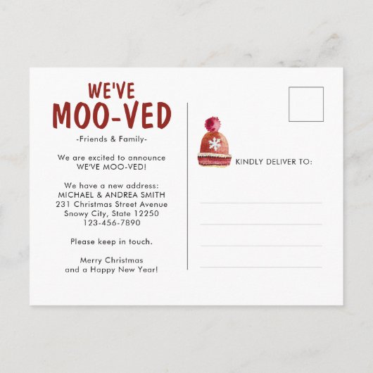 Grappig dat we de kerstvakantie met Koe hebben ver Aankondigingskaart (Achterkant)