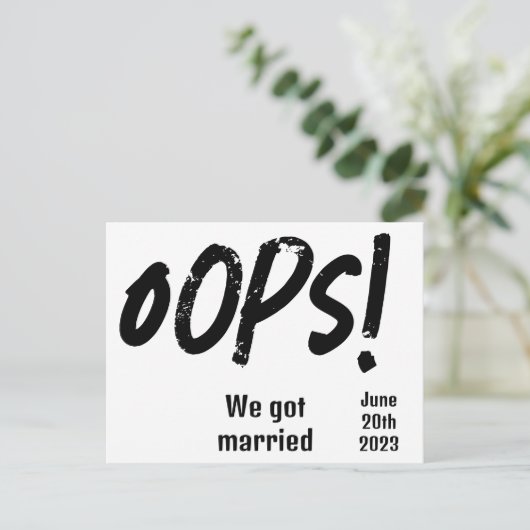 Grappig dat we getrouwd zijn en zijn ontsnapt briefkaart (Staand voorkant)