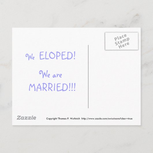 Grappig dat we het deden Cartoon Elopement Aankond Aankondigingskaart (Achterkant)