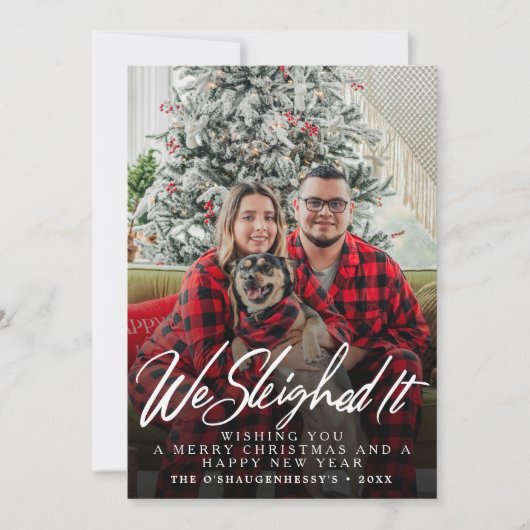 Grappig dat we het script kerstfoto hebben gemaakt feestdagenkaart (Voorkant)