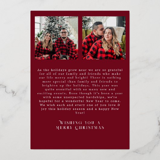 Grappig dat we het script kerstfoto hebben gemaakt folie feestdagenkaart (Achterkant)