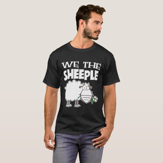 Grappig dat we het Sheeple Pun Anti Mask protest T-shirt (Voorkant volledig)
