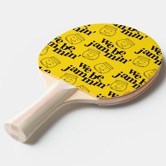 Grappig dat we Jammin zijn glimlachende dansende k Tafeltennisbatje (Voorkant Gekanteld)