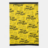 Grappig dat we Jammin zijn glimlachende dansende k Theedoek (Verticaal)