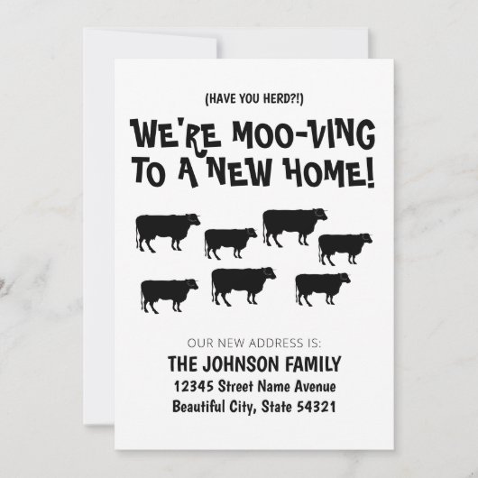 Grappig dat we Koe Herd New Home Adres verplaatsen Aankondiging (Voorkant)