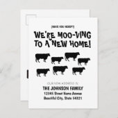Grappig dat we Koe Herd New Home Adres verplaatsen Aankondigingskaart (Voorkant / Achterkant)