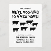 Grappig dat we Koe Herd New Home Adres verplaatsen Aankondigingskaart (Voorkant)