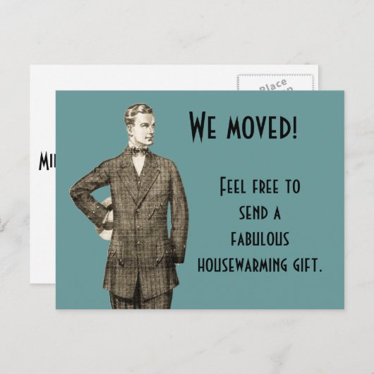 Grappig dat we verhuisd zijn aankondigingskaart (Voorkant / Achterkant)