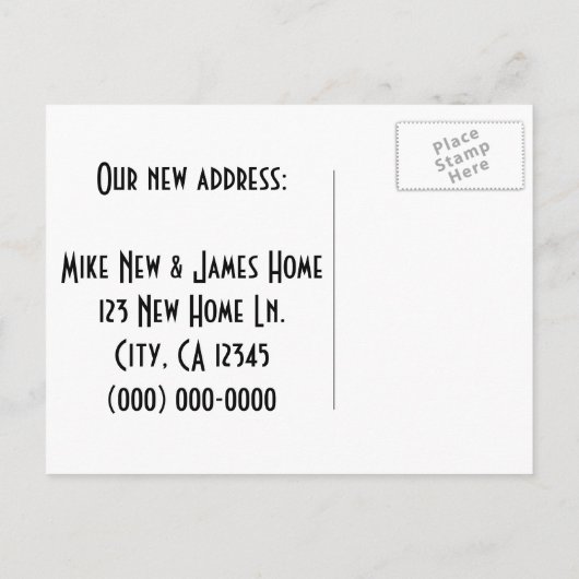 Grappig dat we verhuisd zijn aankondigingskaart (Achterkant)